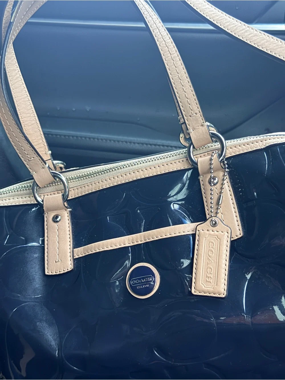 COACH Peyton F12589 Black Patent Embossed Satchel — circa 2013